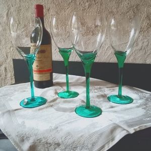 Vintage green stemware wine glasses